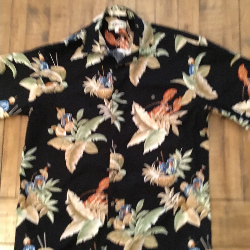 Men's Black Campia Moda Tropical Print Short-Sleeve Button-Down Shirt